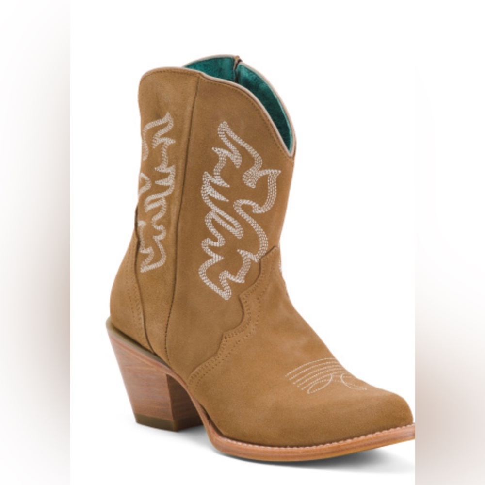 Corral Western Suede Pointed Toe Embroidered Side Zip Cowgirl Heeled Boots 8.5 - Picture 3 of 7